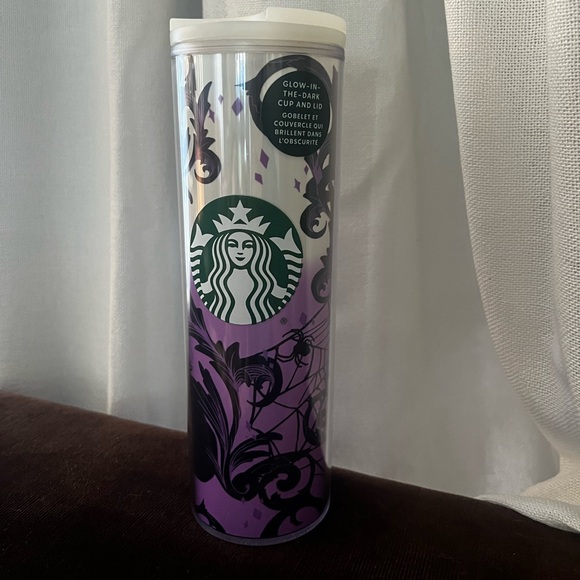 Starbucks Other - Starbucks glow in the dark skinny tumbler spider web cup color changing 16 oz